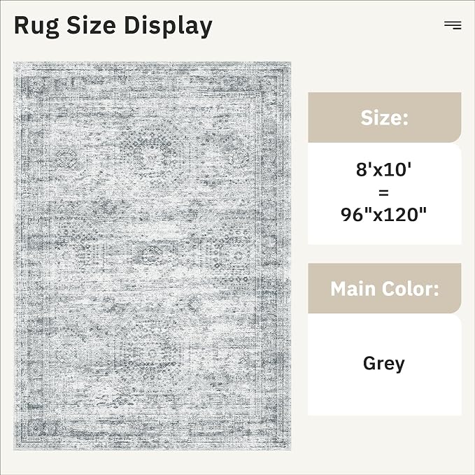 Washable Area Rug 8x10, Large Soft Rugs - Image 6