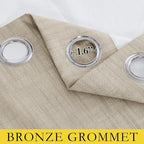 NICETOWN Taupe 100% Blackout Linen Curtains 90 inch Long Burg, Farmhouse Thick - Image 5