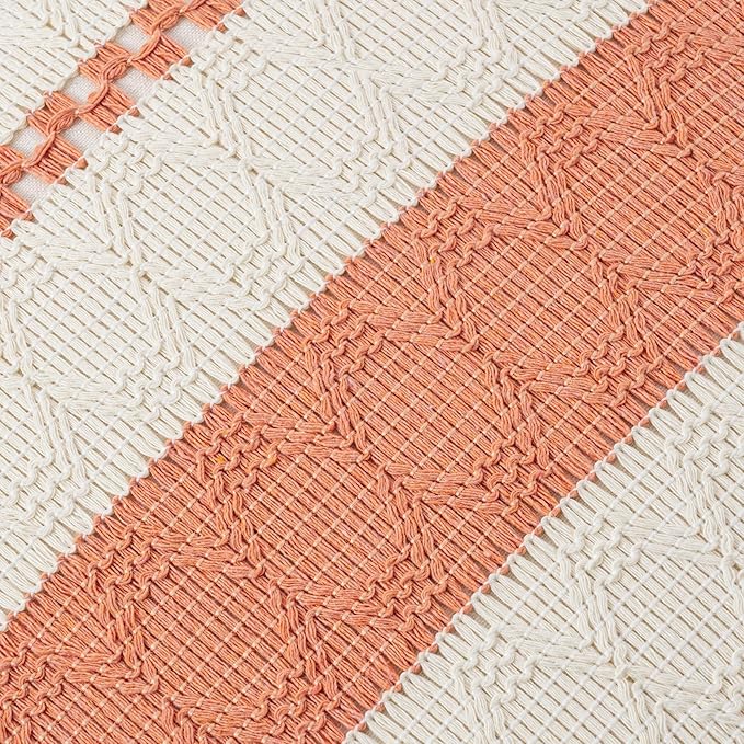 Fancy Homi Set of 1 Boho Coral Decorative Throw Pillow Cover 20x20 Inch - Image 4