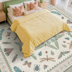 7x9 Green Butterfly Rugs for Kids Bedroom by HazoHaus