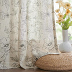 jinchan Linen Floral Curtains for Living Room 84 Inch Length Grey Flower - Image 7