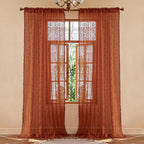WAZZIO Boho Lace Curtains 96 Inch 2 Panels-Vintage Sheer Panel Drape Floral - Image 3