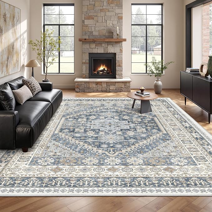 Washable Rugs 8x10 Area Rugs for Living Room, Non-Slip Backing Large Rug for by Restydon