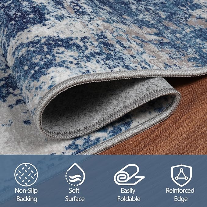 8x10 Area Rugs for Living Room Rug Washable: Abstract Large Rug for Dining Room - Image 3
