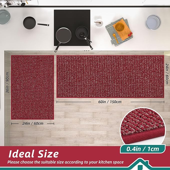 BEQHAUSE Kitchen Rugs and Mats 2PCS, Non-Slip Kitchen Mats - Image 2