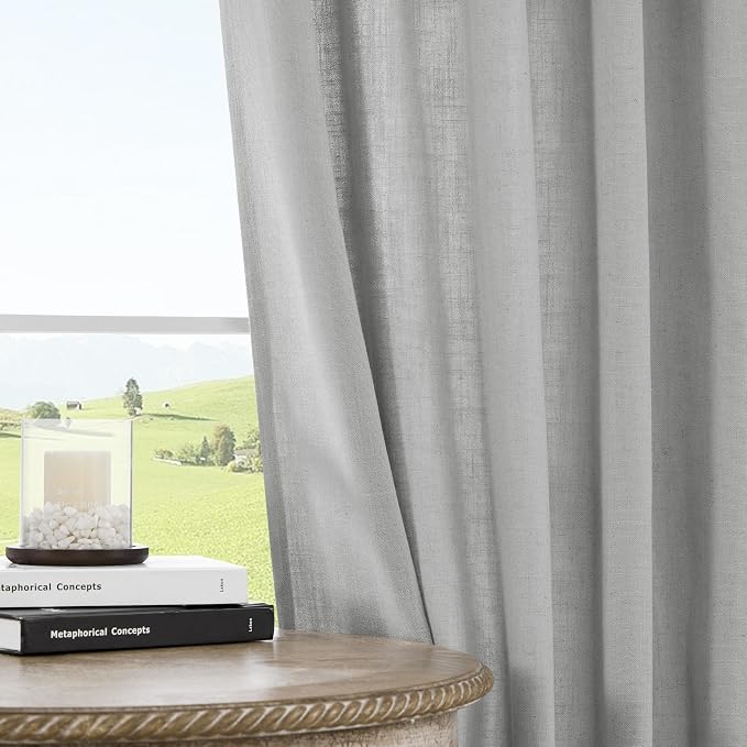 Joydeco Linen Curtains for Living Room, Light Filtering Rod Pocket Back Tab - Image 4