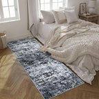2.6'x8' Runner Rug Washable Rug;Modern Abstract Soft Thin Runner Rug Black - Image 4