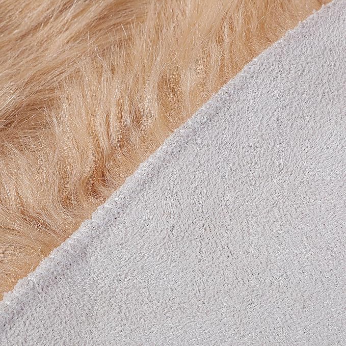 linmopm Faux Fur Rug Sheepskin Shag Fluffy Fuzzy Beige 2x3 ft Small Rugs - Image 7