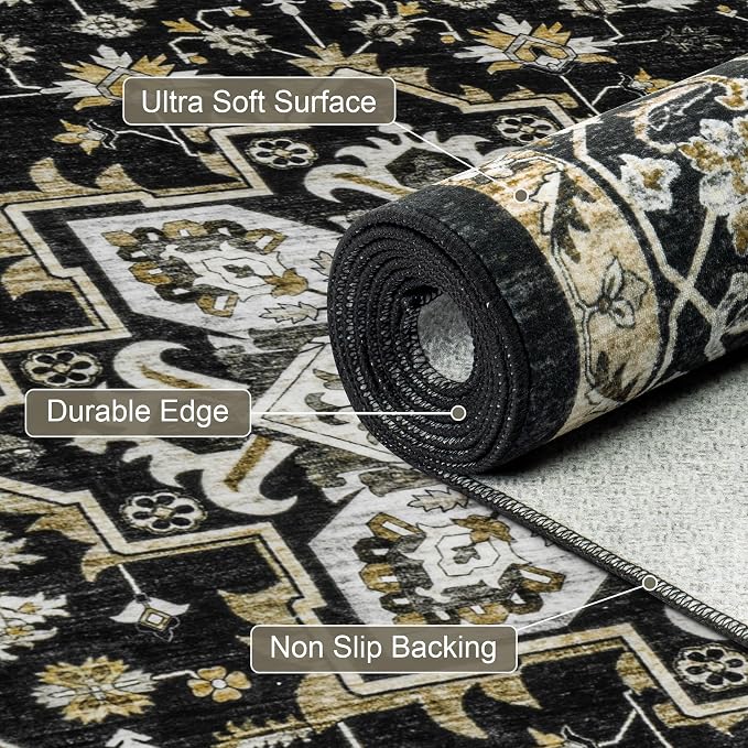 2x3 Area Rugs Living Room Rug: Washable Vintage Boho Medallion Rug No Slip - Image 7
