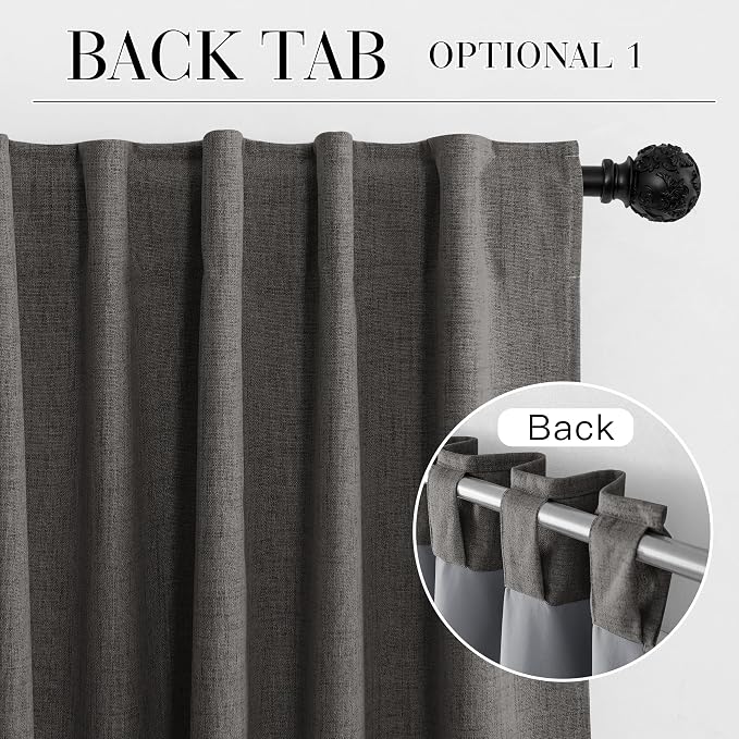 RYB HOME Grey 100% Blackout Short Curtains 52 Width 45 inch Length, Light - Image 7