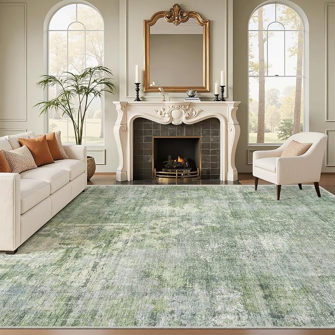 9x12 Area Rugs for Living Room, Non-Slip Machine Washable Vintage Rugs by Soalmost