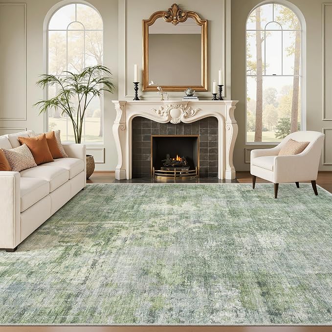Area Rug 10x12 Vintage Washable Living Room Large Carpet Non Slip Bedroom by Soalmost