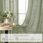 LAMIT Sage Green Linen Curtains 78 Inches - Image 8