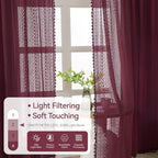 WAZZIO Boho Lace Curtains 84 Inches 2 Panel, Light Filtering Privacy Tassel & - Image 7