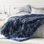 Bedsure GentleSoft Fluffy Tie Dye Navy Blue Blankets Queen Size - Image 5