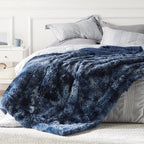 Bedsure GentleSoft Fluffy Tie Dye Navy Blue King Size Blanket - Image 5