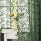 YJ YANJUN Vintage Lace Curtains 63 Inch Length-Victorian Floral Dark Olive by YJYANJUN