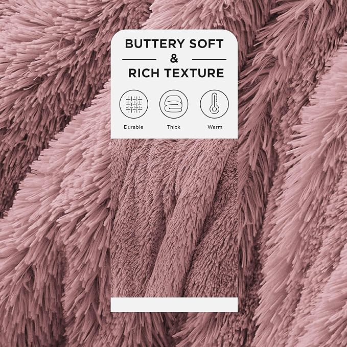Bedsure GentleSoft Fluffy Dusty Pink King Size Blanket - Image 2