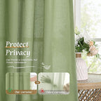 LAMIT Bedroom Linen Curtains 48 Inch Length 2 Panels, Soft Faux Linen Light - Image 5