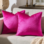 GIGIZAZA 18x18 Pillow Covers Set of 2 Velvet Throw Pillows Decorative Hot Pink by GIGIZAZAFocusingonhomedecoration