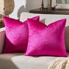 GIGIZAZA Throw Pillow Covers 22x22 Inch Hot Pink Velvet Pillows Decorative by GIGIZAZAFocusingonhomedecoration