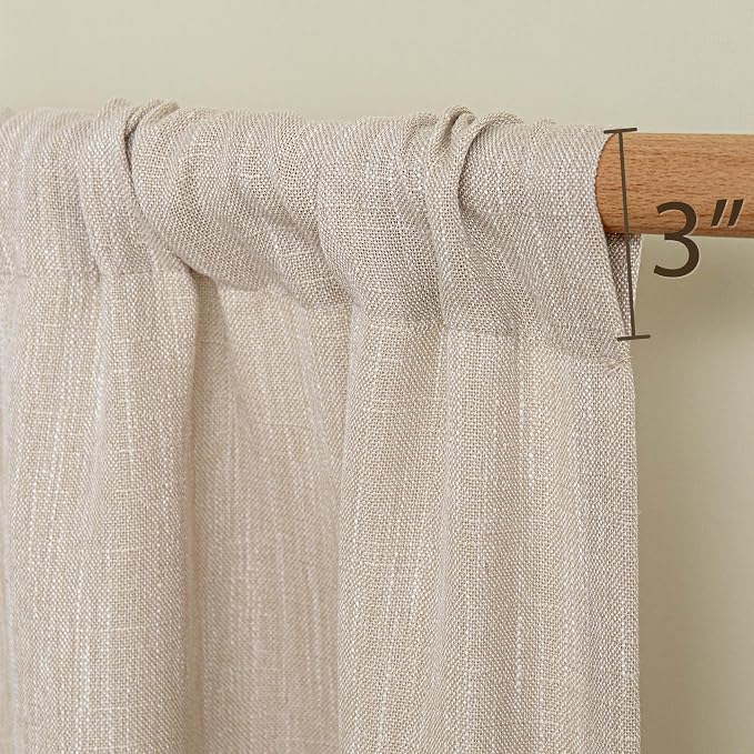 MYSKY HOME Semi Sheer Light Oatmeal Curtains 36 Inches Long - Image 5