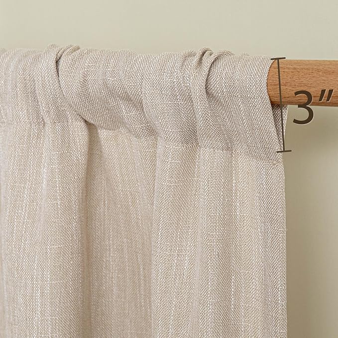 MYSKY HOME Kitchen Semi Sheer Oatmeal Curtains 24 Inch Long, Light Filtering - Image 5