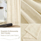 LAMIT Beige Linen Curtains for Living Room 80 inch Length, Light Filtering Semi - Image 6