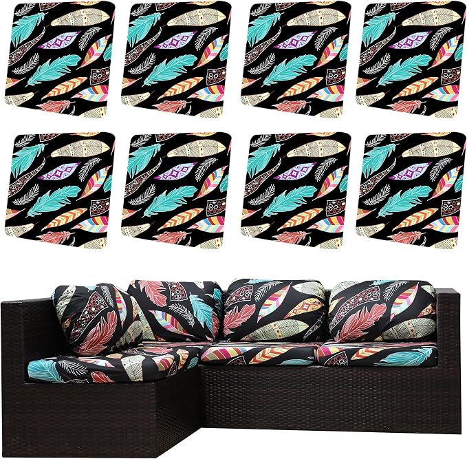 8Pcs Outdoor Cushion Covers, Patio Cushion Covers, Stretch Elastic Slipcovers by dreahoteztil