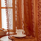 WAZZIO Boho Lace Curtains 72 Inch 2 Panels-Vintage Sheer Panel Drape Floral - Image 5