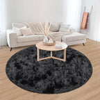 6x6 ft Tie Dye Black Round Rug for Bedroom Room Fluffy Circle Rug Furry Carpet - Image 3