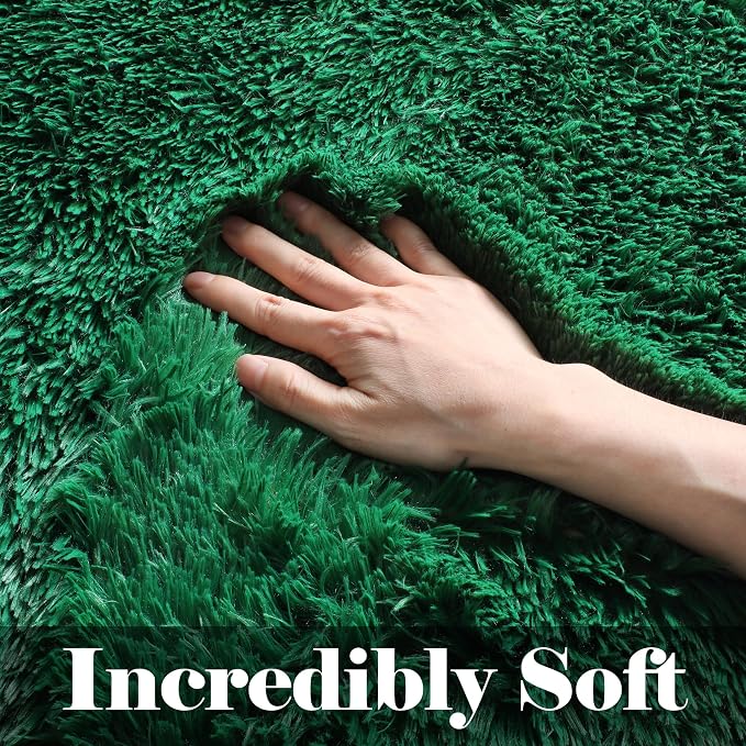 ONASAR Dark Green Area Rugs for Living Room Bedroom, 5x8 Fluffy Shaggy Large Rug - Image 2