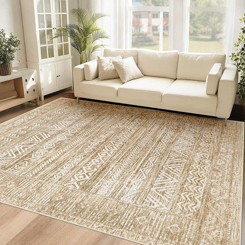 6x9 Area Rugs for Living Room: Washable Moroccan Geometric Boho Rug Farmhouse by VECARF