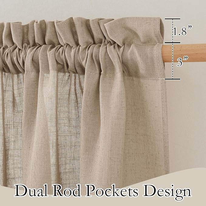 RYB HOME Semi Sheer Linen Blend Curtains - Image 2