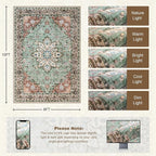 8x10 Area Rugs for Living Room: Washable Rug Soft Vintage Distressed Floral - Image 2
