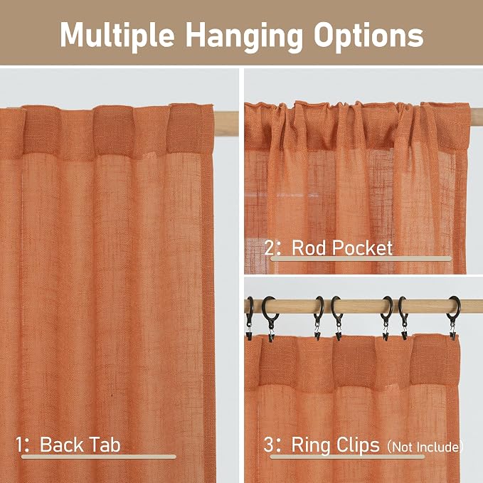 LAMIT 102 Inches Long Linen Curtains - Image 3