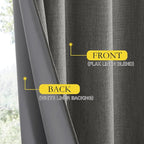 NICETOWN Grizzle Gray Vintage Linen 100% Blackout Curtains - Image 6