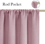 NICETOWN Pink Faux Linen Room Darkening Rod Pocket Curtains 63 inch Length - Image 2