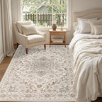 3x5 Area Rugs Living Room Rug: Washable Vintage Distressed Floral Rug No Slip - Image 3