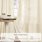 LAMIT Semi Sheer Beige Linen Curtains 72 inch Length, Light Filtering Panels - Image 8