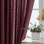 Burgundy Linen Curtains 90 Inch Long 2 Panels Set - Image 4