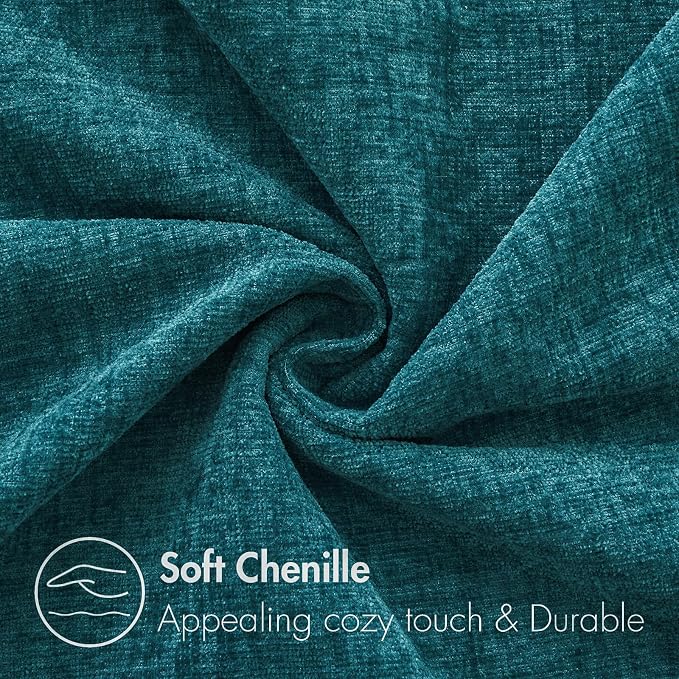 MIULEE Pack of 2 Dark Teal Throw Pillow Covers 18x18 Inch Soft Chenille Pillow - Image 2