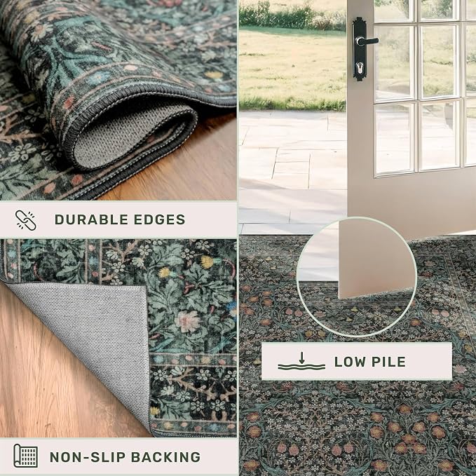 Hazo Haus Washable Dark Green 2x10 Runner Rug - Image 4