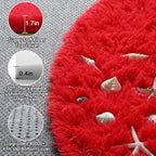 ONASAR Red Round Rugs 5ft for Bedroom Living Room, Fluffy Circle Area Rug for - Image 2