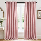 RYB HOME Living Room and Dining Room Curtains and Drapes Linen Sheer, Light by RYBHOME