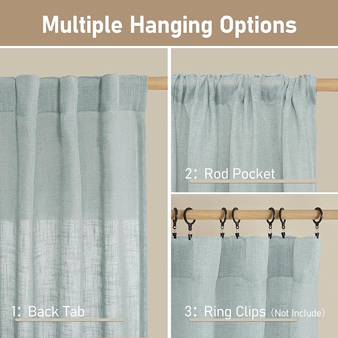 LAMIT Linen Curtains 108 Inches Long - Image 3