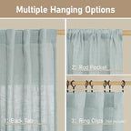 LAMIT Greyish Blue Linen Boho Curtains 84 inch Length 2 Panels, Light Filtering - Image 2