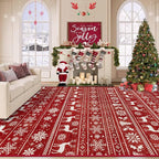 Christmas Rug 8x10 Washable Rugs, Boho Christmas Tree Snowflake Rug Non-Slip by VECARF