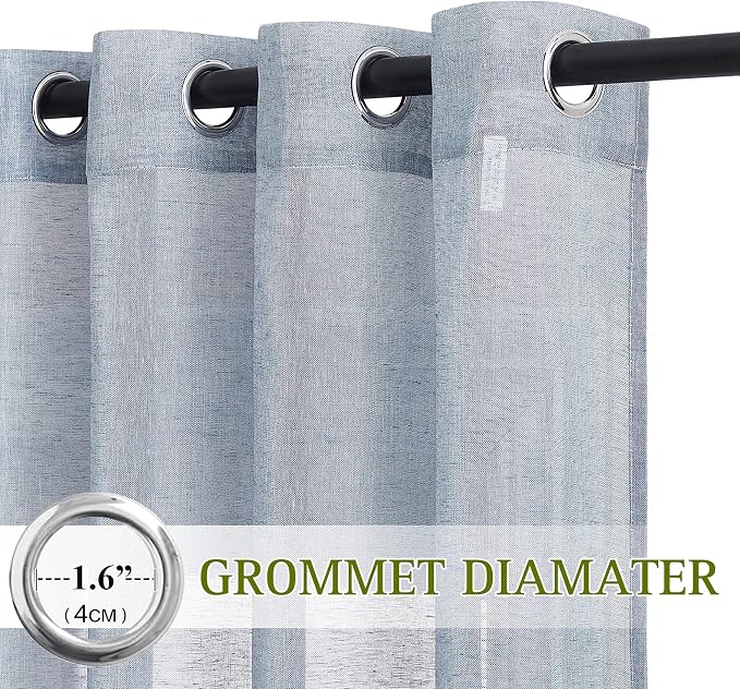 NICETOWN Linen Sheer Sliding Door Curtain 100 Inch, Eyelet Top Semi Privacy - Image 2