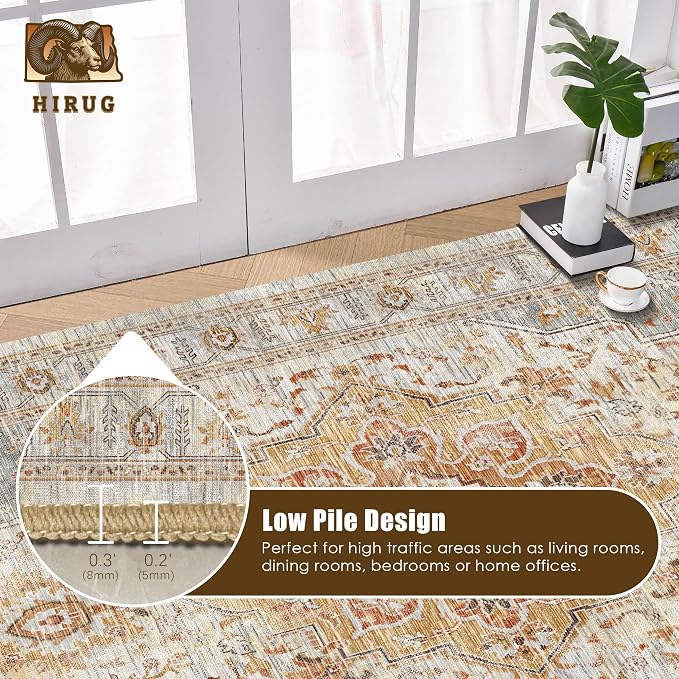 Washable Area Rug 8' x 10' Vintage Traditional Persian Mat - Image 5
